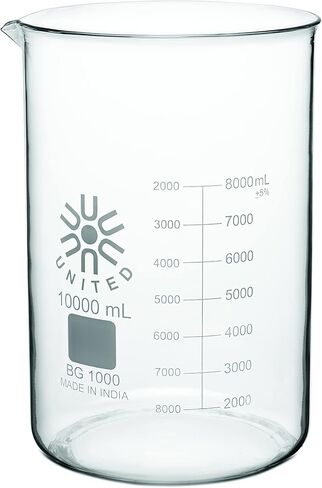 United Scientific BG1000-20000 Borosilicate Laboratory Grade Glass Beakers, Griffin Low Form Beaker, Graduated with Spout, Designed for Laboratories & Chemistry Classrooms, 20000mL Capacity in Saudi Arabia