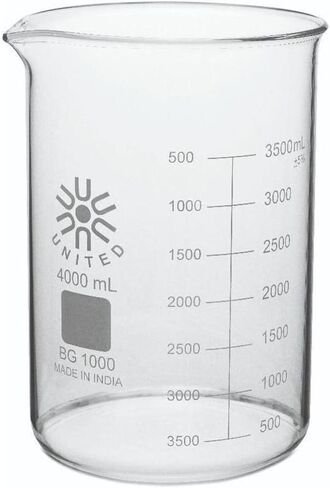 United Scientific BG1000-20000 Borosilicate Laboratory Grade Glass Beakers, Griffin Low Form Beaker, Graduated with Spout, Designed for Laboratories & Chemistry Classrooms, 20000mL Capacity in Saudi Arabia