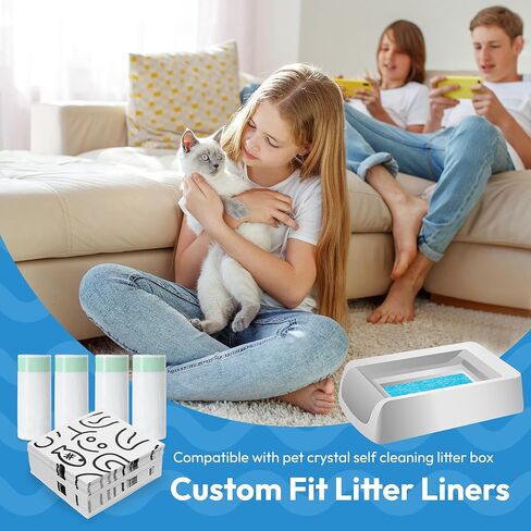 20 Pack Cat Litter Bags, Compatible with PetSafe Crystal Litter Box Tray Refill, with Anti-scratch Cardboard, Heavy Duty, Leak-proof Thick Drawstring Litter Box Liners, 37" x 17" in Kuwait