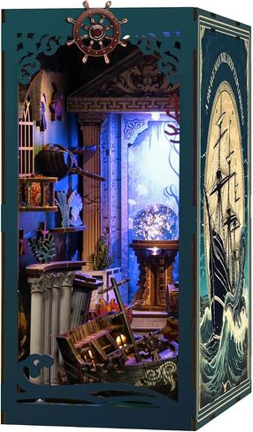 DIY Book Nook Kit 3D Wooden Puzzles for Adults, Bookstore Miniature House Kit Book Nook Bookshelf Insert Decor with LED Lights Craft Kits in Kuwait