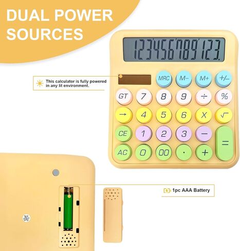 Cute Desktop Calculator, 12 Digits Large Calculator with Clear LCD Display and Large Button, Solar/Battery Powered, Basic Calculator for Business, Office, Home, School, Class (Purple) in Kuwait