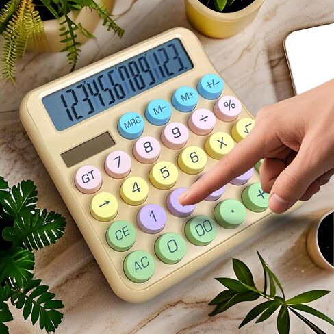 Cute Desktop Calculator, 12 Digits Large Calculator with Clear LCD Display and Large Button, Solar/Battery Powered, Basic Calculator for Business, Office, Home, School, Class (Purple) in Kuwait
