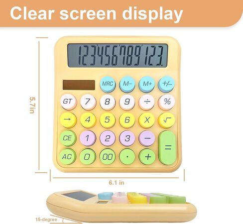 Cute Desktop Calculator, 12 Digits Large Calculator with Clear LCD Display and Large Button, Solar/Battery Powered, Basic Calculator for Business, Office, Home, School, Class (Purple) in Kuwait