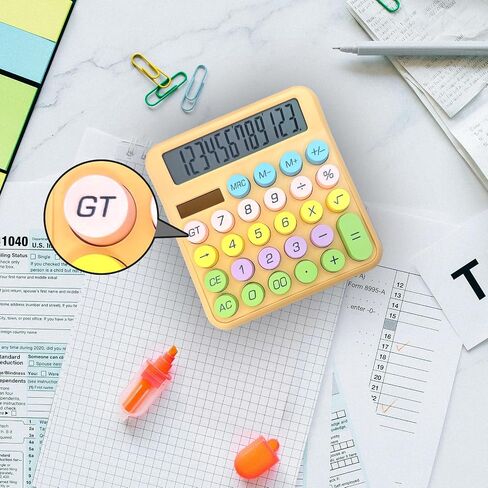 Cute Desktop Calculator, 12 Digits Large Calculator with Clear LCD Display and Large Button, Solar/Battery Powered, Basic Calculator for Business, Office, Home, School, Class (Purple) in Kuwait