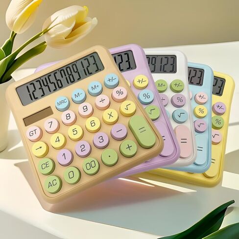 Cute Desktop Calculator, 12 Digits Large Calculator with Clear LCD Display and Large Button, Solar/Battery Powered, Basic Calculator for Business, Office, Home, School, Class (Purple) in Kuwait
