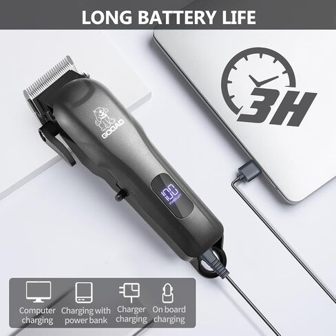 Dog Clippers for Grooming, Cordless,Low Noise, Electric Quiet,Rechargeable, Pet Hair Clippers for Thick Coats, Dog Trimmer Grooming Kit, Shaver for Small and Large Dogs Cats,Silver in Kuwait