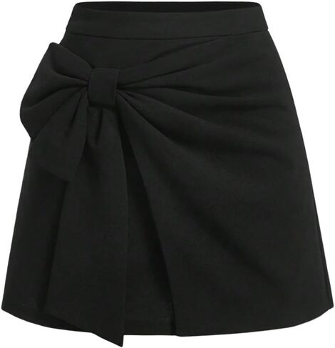 SweatyRocks Women's Bowknot Mini Skirt Ruched A Line High Waist Summer Skirts in Saudi Arabia