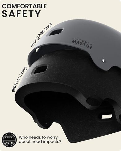 OutdoorMaster Skateboard Cycling Helmet-Beetles Snug,Bike Helmet for Adults, Youth & Kids-Two Removable Liners Ventilation Multi-Sport Commuter Scooter Roller Skate Inline Skating Longboard in Saudi Arabia