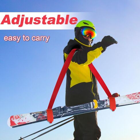 3pcs Ski Shoulder Straps, Adjustable Ski Carrier Straps Ski Pole Straps Ski Bag Fastener Straps Snowboard Leash/Band/Sling with Protective Pads Skate Ski Boot Straps for Winter Sports Accessories in Saudi Arabia