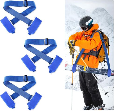 3pcs Ski Shoulder Straps, Adjustable Ski Carrier Straps Ski Pole Straps Ski Bag Fastener Straps Snowboard Leash/Band/Sling with Protective Pads Skate Ski Boot Straps for Winter Sports Accessories in Saudi Arabia