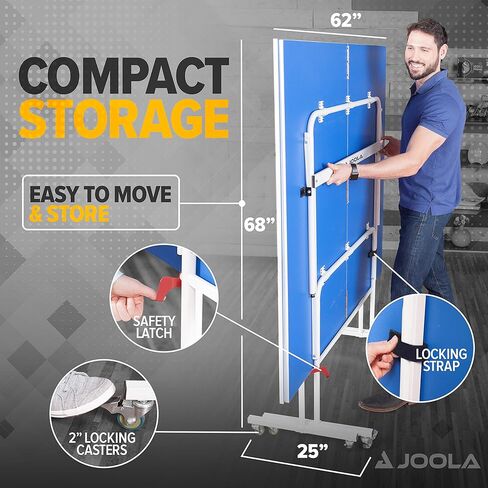 JOOLA Indoor 15mm Ping Pong Table with Quick Clamp Ping Pong Net Set - Single Player Playback Mode - Regulation Size Table Tennis Table - Compact Storage Ping Pong Table in Kuwait