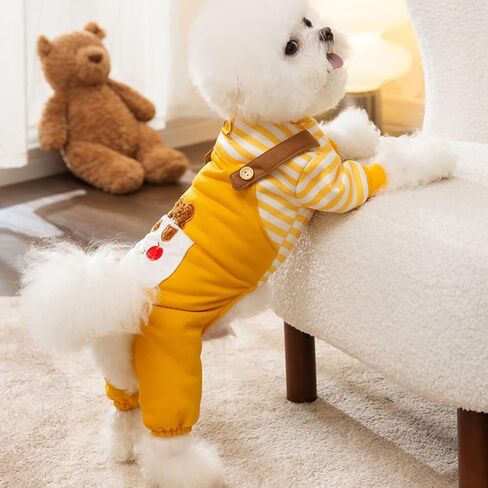 Dog Jumpsuit Pet Stripe Sweater Shirt Dog Overalls for Small Dogs Puppy Autumn-Winter Dog Pants in Kuwait