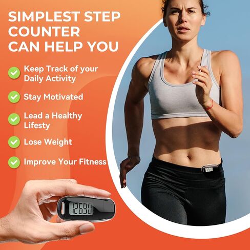 3D Pedometer for Walking, Simple Walking Step Counter with Removable Clip and Strap, USB Rechargeable Step Tracker with Backlight, Accurate Step Counter for Men Women Kids Seniors in Saudi Arabia