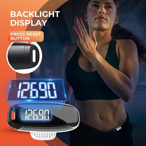 3D Pedometer for Walking, Simple Walking Step Counter with Removable Clip and Strap, USB Rechargeable Step Tracker with Backlight, Accurate Step Counter for Men Women Kids Seniors in Saudi Arabia