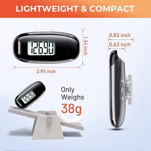 3D Pedometer for Walking, Simple Walking Step Counter with Removable Clip and Strap, USB Rechargeable Step Tracker with Backlight, Accurate Step Counter for Men Women Kids Seniors in Saudi Arabia