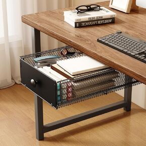 VOLDRA 2 Pack Under Desk Drawer, Metal Under Desk Organizer and Storage Heavy Duty Slide Out Drawer for Office Desk Undermount Table Drawer-Black(15" D*9.25" W*3.93" H)