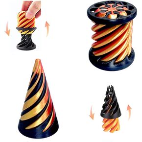 2 PCS مستحيلة مخروط مخروط دوامة تململ لعبة مرور منسوف الفضاء الهندسي MINI TOY 3D طباعة سطح المكتب DECO التخفيف من الإجهاد التخفيف