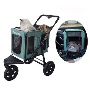 Dog Stroller, Cat Stroller, Small Medium 10 15 20 30 LBS 2 Double Dogs Cats Pet Doggy Puppy Stroller with Detachable Carrier 3 in 1 Jogging Carriage (Light Grey)