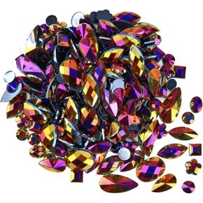 500 Pcs Mixed 10 Colors AB Colorful Gems Rhinestones for Crafting, Flatback Rhinestones Gemstones Jewels for Crafts Halloween Party Decorations Cosplay Pirate Face Eye Body Makeup Embellishments
