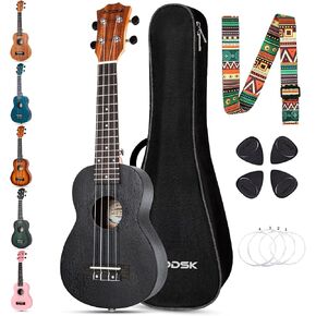 AODSK Soprano Ukulele for Beginner 21 Inch Ukelele Kit with Gig Bag StrapTuner Nylon String 4 Picks Cloth Online Lesson Holiday Gift