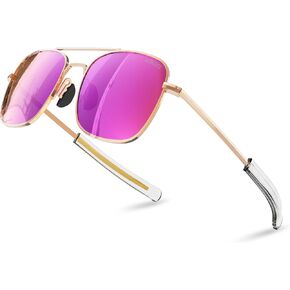 Mens Aviator Sunglasses 53mm TAC Polarized Lense Military Style Metal Frame with Bayonet Temples