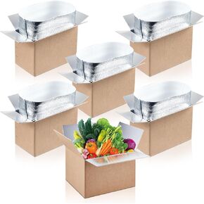 Nuanchu 30 Pieces Double Insulated Mailing Boxes with Aluminum Foil Insulated Bag Liner Cooler Small Mailing Box for Mailing Frozen Food Cold Mailing Boxes for Mailing Packing Moving, 9" x 5" x 6"