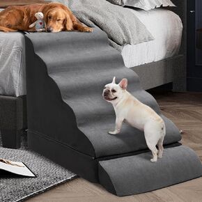 Dog Stairs for High Bed, 28 in Height Foam Dog Stairs & Steps Ramps for High Beds 25-30 inches, 6-Step Dog Steps for Small Dogs and Cats, Non-Slip Balanced Pet Stairs for Small Dog, Older Pets