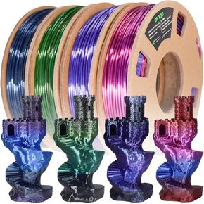OVV3D Wood 3D Printer Filament Bundle, Wood PLA Filament 1.75mm Bundle, Wood Filament More Than 30% Real Wood Fiber, Walnut, Oak, Cherry, Teak, 1.75 PLA Filament 3D Printing Filament, 200g X 4 Pack