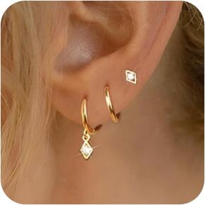 Dangle Gold Earrings for Women Trendy: Teardrop Earrings 14K Gold/Silver Plated Huggie Hoops Lightweight Hanging Teardrop and Ball Drop Earrings Hypoallergenic Statement Earrings Gold Jewelry