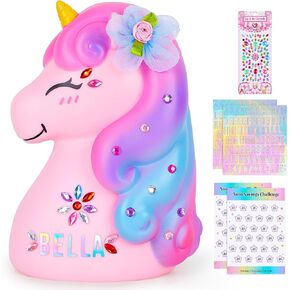 MHJY Piggy Bank Unicorn Money Bank Unbreakable Coin Bank with DIY Stickers Home Decor for Kids Girls Birthday Easter Pink