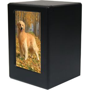 Cuodia:Pet Cremation Box with Photo Frame,Cat urns for Ashes,Pet Urns, Cat Cremation Box for Ashes, Pet Ashes Photo Box,Ash Box for Cat or Dog, Wood Keepsake Memorial Urns. (Black Large)