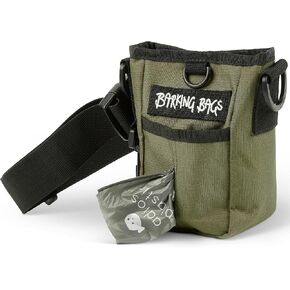 Dog Treat Pouch Lightweight, Waterproof, & Durable | Magnetic Closure, Adjustable Strap, Belt Clip, & Poo Bag Dispenser | Perfect for Walking, Training, & Travel (Khaki)