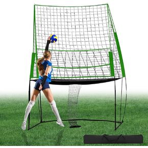 Volleyball Training Equipment Net, 11 x 8 ft Volleyball Practice Net Station, Volleyball Spike Trainer Perfect for Team or Solo Training, Home Volleyball Net