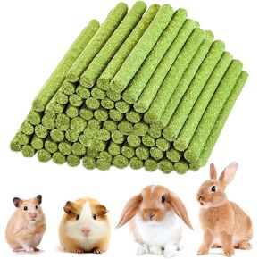 48pcs ألعاب الأرانب ، الأرنب مضغ تيموثي هاي عصا الغذاء الخنازير غينيا ، ألعاب الهامستر لطحن الأسنان ، علاج البرسيم الأرانب ، وجبة خفيفة مولي القوارض لسنشيلا سبحان جيربيل القنفذ