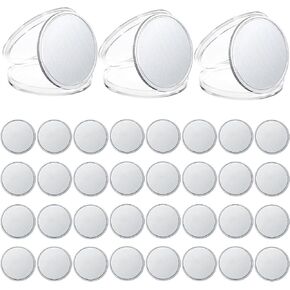 OwnMy 35PCS Blank Challenge Coins for Laser Engraving, 1.6 Inch Engraving Blank Brass Coins Metal Stamping Coins with Acrylic Protection Boxes, Custom Blank Challenge Coins Collections for DIY Crafts