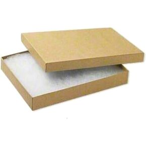 6 Pack Cotton Filled Brown Kraft Color Paper Cardboard Jewelry Necklace Bracelets Watch Gift and Retail Boxes Size 7 1/8" x 5 1/8" x 1 1/8" Inch - by R J Displays