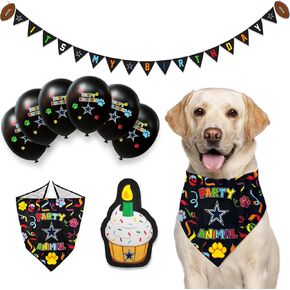 NFL Pittsburgh Steelers Dog Birthday Party Set 9 pcs with 1 Football Bandana Large/X-Large, 1 Banner, 1 Birthday Cake Toy & 6 B-Day Balloons, Dog Birthday Set, Costume, Fun Doggie Pawty Accessories in Saudi Arabia