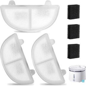 9 Pack Cat Water Fountain Filter, Replacement Filters for WF20/CF20 Wireless Pumps Cat Water Fountain Dog Water Dispenser, 3 Triple Filtration System (9 Pcs Water Pump Filters)