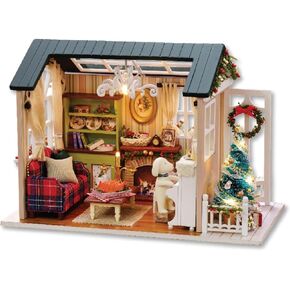 CUTEROOM DIY Miniature Doll House Kit, Wooden Dollhouse Kit - Bear Story, Unisex Adult
