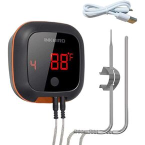 Inkbird IBT-4XS Bluetooth Wireless Grill BBQ Thermometer for Grilling with 4 Probes, Timer, Alarm,150 ft Barbecue Cooking Kitchen Food Meat Thermometer for Smoker, Oven, Drum