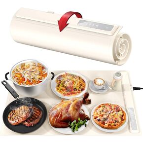 Food Warming Mat - Fast & Full Surface Heating, Silicone Warming Mat for Food with Adjustable Temperature, Warming Trays for Buffets Party, Portable Food Warmer for Countertop