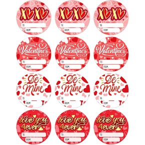 FaCraft Happy Valentines Day Stickers 36 Valentines Stickers Labels Valentine's Day Gift Tag Stickers 1.5" Round Valentines Labels for Kids Envelope Seals Boxes Valentine's Day Gift Decorations-Purple