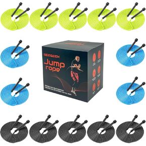 10 Pack Adjustable Jump Ropes for Cardio Fitness - PVC Jump Rope for Kids Women Men-Tangle-Free for Training,Keeping Fit,Workout