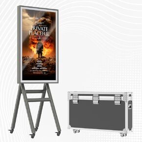 MWE Mobile Digital Signage Display 43in with Flight Case,Portable UHD Non/Touchscreen Advertising Display Kiosk for Video Photo Booth Stand by Series Screen Mirroring (Touch Screen, Wooden, 43in)