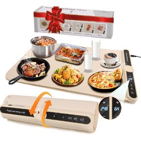 Food Warming Mat for Countertop Electric Tray Warmer, Heating Food Mat from 104-248℉,6 H Timer,8s Fast Heat Thicker SI Food Warmer,Portable Heat Pad, Auto off Warming Tray for Buffet,Party,Thaw