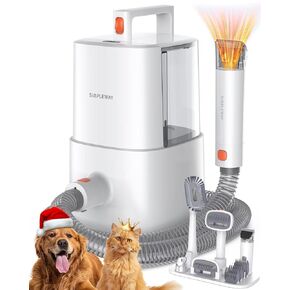 Pet Petraming Vacuum ، 6 in 1 Dog Grooming Kit مع 3 وضع شفط وكوب غبار كبير ، فراغ الكلب لتلقيه بالاستمالة وفراغات الحيوانات الأليفة لشعر الكلاب في المنزل (أبيض رمادي)