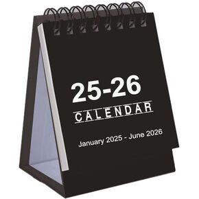 Mini Desk Stand Calendar 2025-2026,Small Desktop Calendar Jan.2025 to Jun.2026 Standing Flip Mini Calendar 4.2"x3" Monthly Schedule for Office School Home Classroom (White)