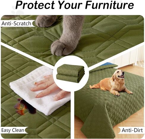 hyha Waterproof Dog Bed Blanket, Soft Pet Blankets, Waterproof Couch Cover for Dogs, Reversible Sofa Covers Washable for Furniture (82x82 Inch, Grey/Dark Grey) in Kuwait