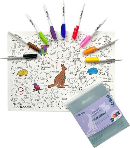 Into The Wild Classic Doodle Mat for Toddlers & Kids - Mess Free & Wipeable Activity Pad for Alphabet Learning, Writing, Drawing & Coloring - No Mess Reusable Craft Mat for Ages 3-7 in Saudi Arabia