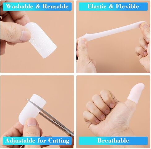 ANCIRS 14pcs Gel Finger Support Protector Caps Gloves, Gel Finger Cots/Covers, Silicone Fingertips for Hands Cracking, Eczema Skin, Trigger Finger Arthritis Pain Relief in Saudi Arabia